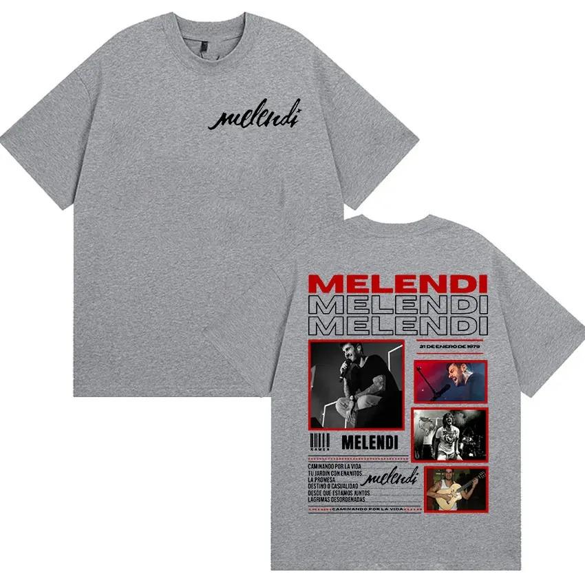 Rapper Melendi Tour 2025 Album Merch T Shirts Men's Vintage Gothic Oversized Cotton T-shirt Plus Size Streetwear Cotton  Hip Hop