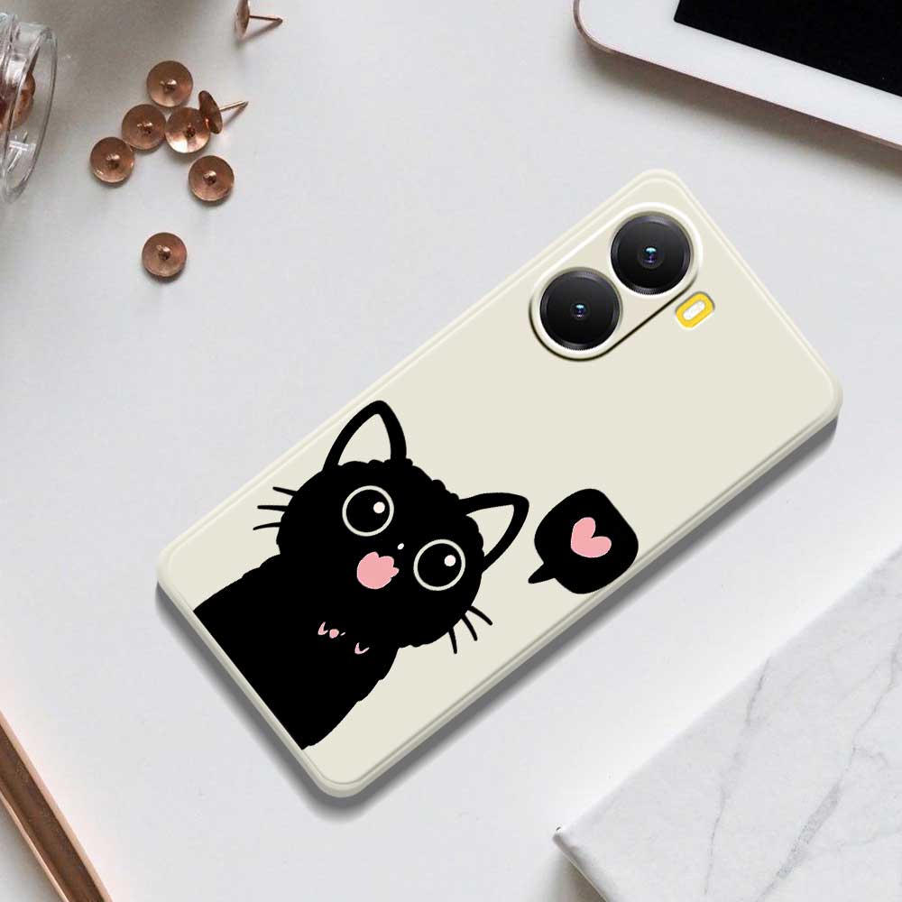 For Xiaomi Redmi Turbo 4 5G/Poco X7 Pro 5G Case Love Black Cat Pattern Printing Straight Edge TPU Phone Back Cover