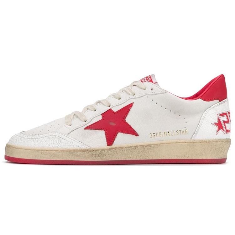 GOLDEN GOOSE Кеды Ball Star Потертые Низкие Стильные Для Скейтбординга Мужские Белый Красный GMF00117.F000325.10275