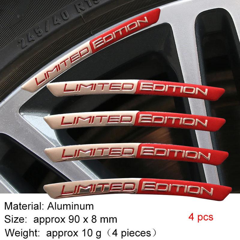 4x Алюминиевая ЭМБЛЕМА ОГРАНИЧЕННОЙ СЕРИИ Наклейки на ступицы автомобильных колес Декаль Декоративные полосы для обода шины Автомобильные универсальные аксессуары для экстерьера