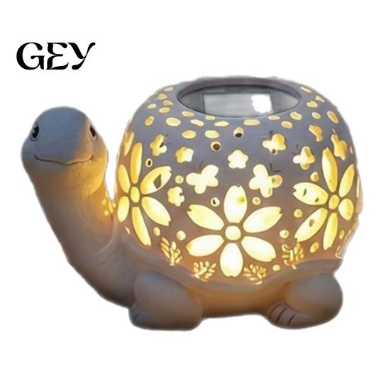 Waterproof Solar Lights Turtle Statue Light, Glowing Garden Lantern with Cutout Energy Saving Outdoor Shell, Cute Decorative Lighting for Yard, Patio,