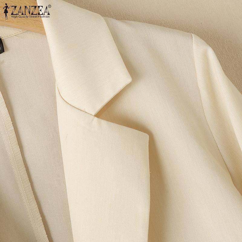 ZANZEA Женский повседневный отложной воротник с рукавом 3/4 свободный кардиган верхняя одежда