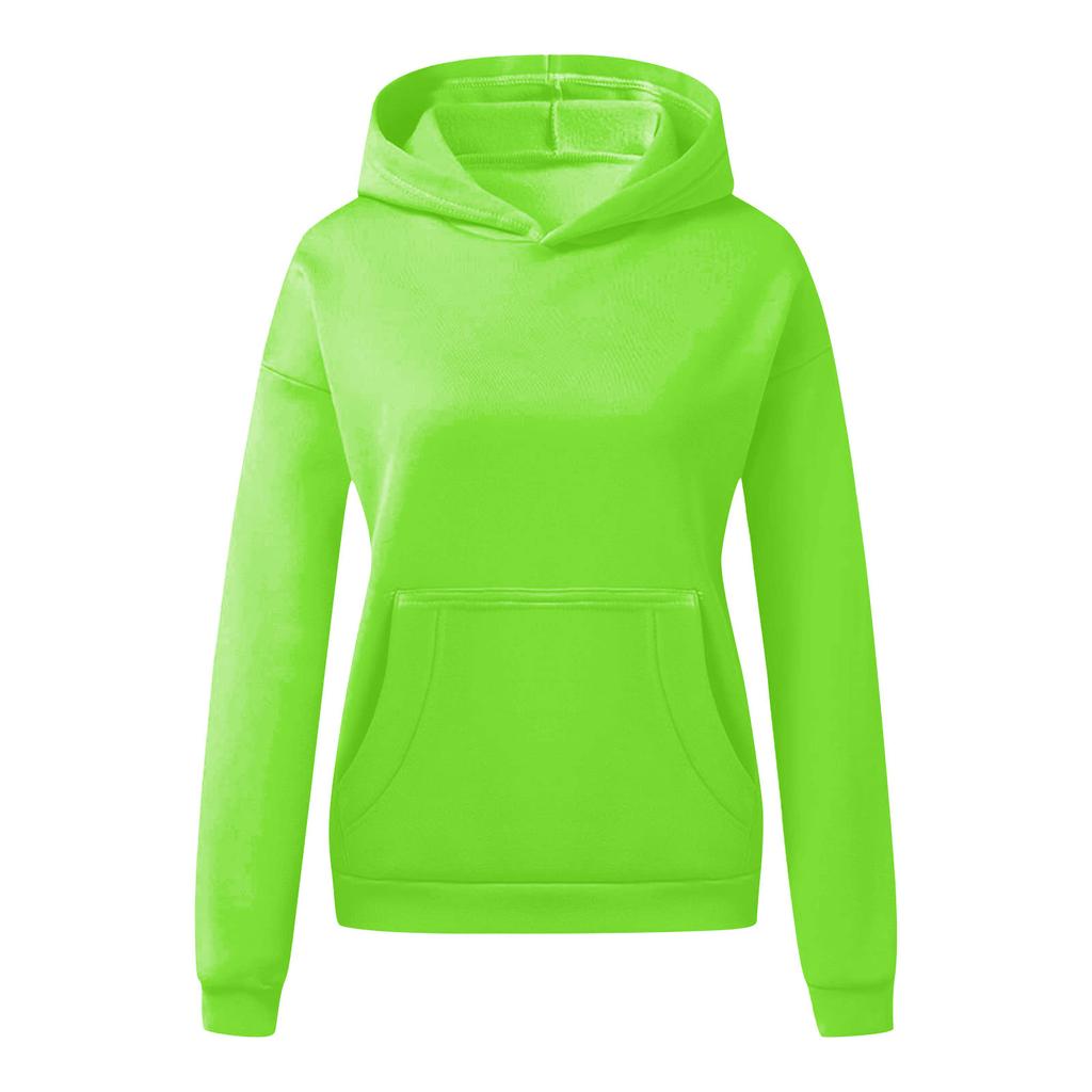 Women'S Loose Long Sleeve Sweatshirts Blouse Causal Fashion Solid Color Pullover Hooded Sweatshirts Top With Pocket