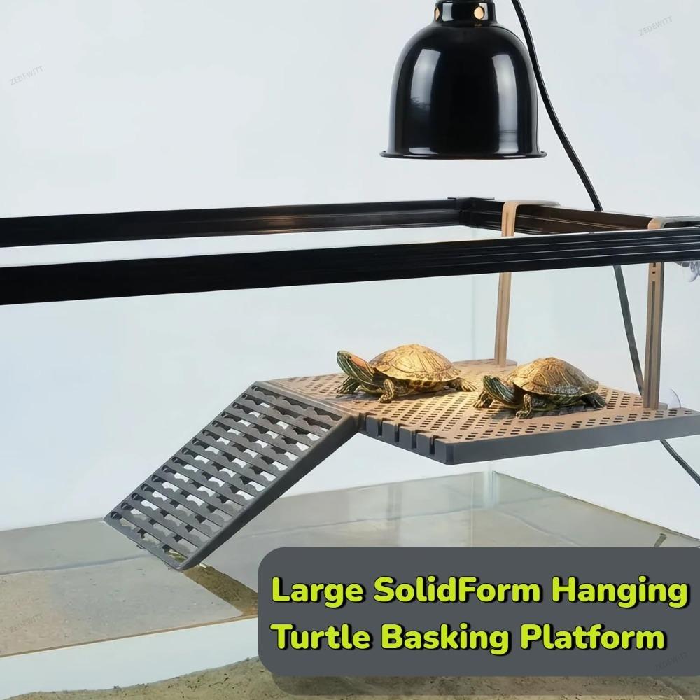 Turtle Tank Hanging Basking Platform Suction Mount Non‑Slip Ramp Rest Dock with Feeding Tray Aquarium Reptile Habitat Accessory