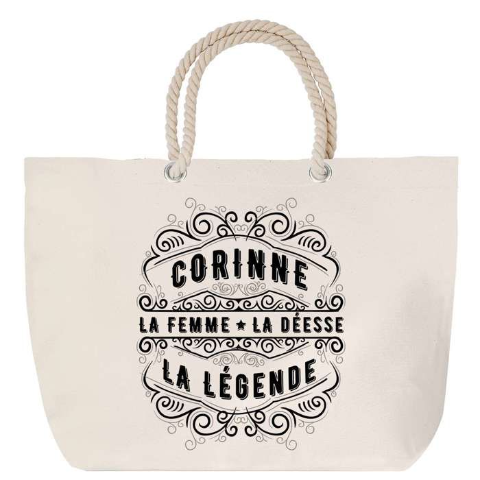 Sac de plage - PLANETEE - Corine - Anse corde - Grand format - Personnalisé (prénom)