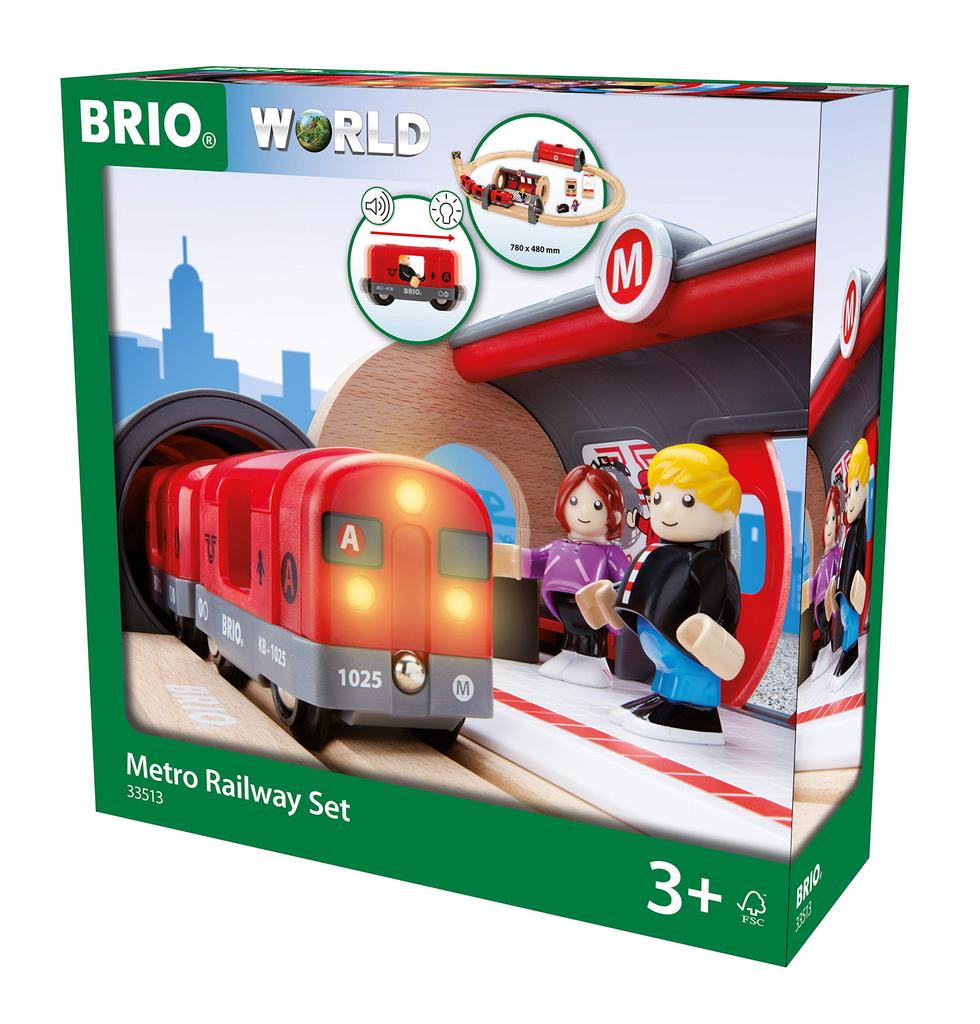 BRIO WORLD Набор Метро [20 деталей] Возраст 3 года и старше (Игрушечный поезд, деревянный, рельсы) 33513