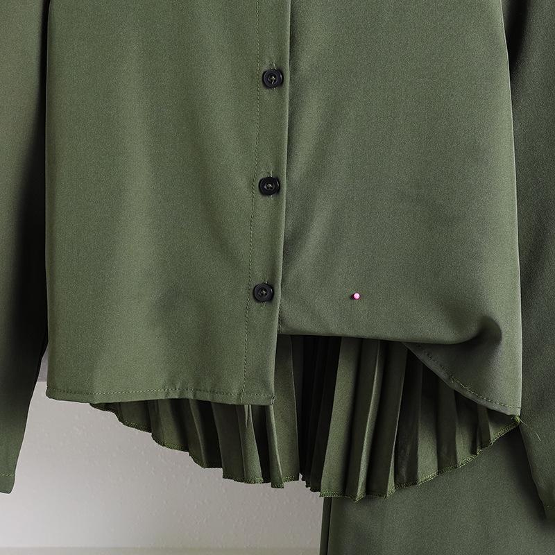 Девочка Осень Новая Мода Плиссированная Сзади Рубашка с Длинным Рукавом + Повседневный Комплект Длинных Брюк Детская Одежда