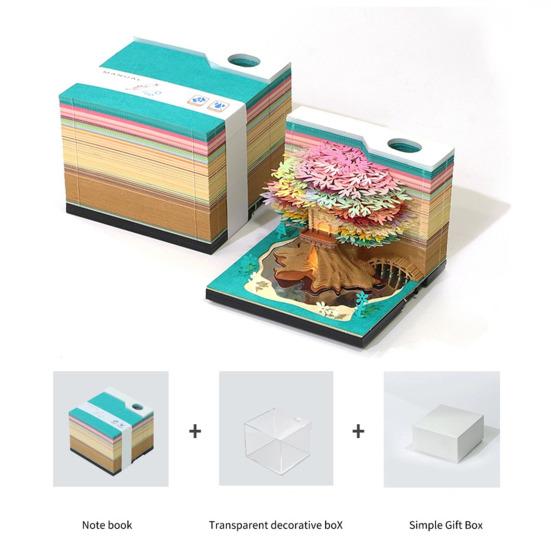 3D Tree House блокнот бумажная скульптура модель гладкий письменный стол календарь семейный блокнот для заметок с