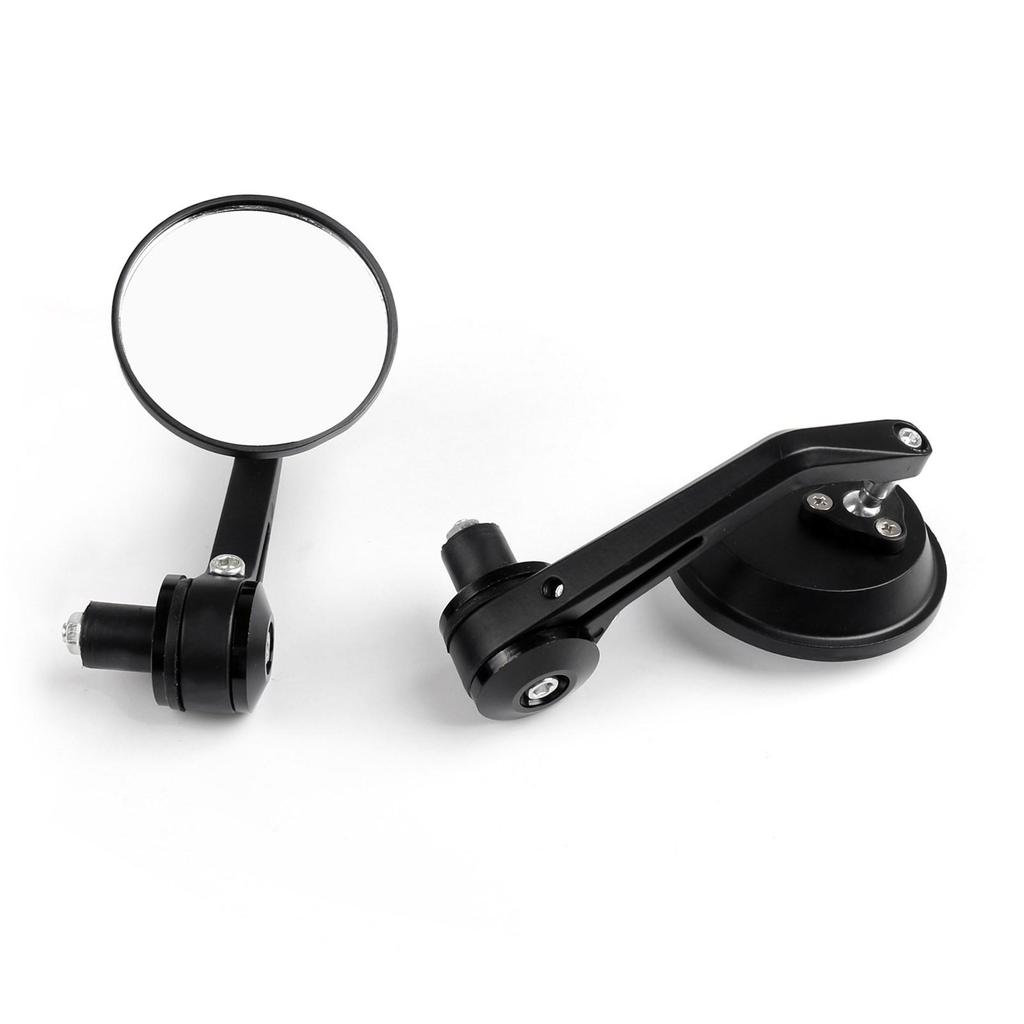 1Pair CNC Motorcycle 3" Round Side Mirror 7/8" Handlebar End For Cafe Racer