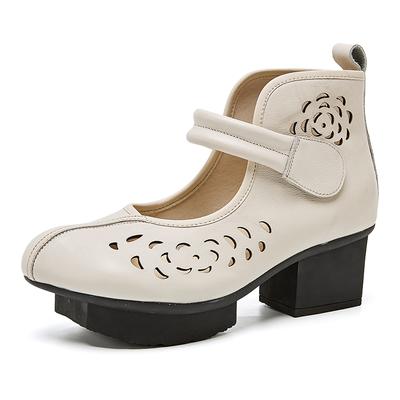 GKTINOO Новые женские летние сандалии Дышащие Полые Толстый Высокий Каблук Повседневная Обувь Натуральная Кожа Ретро Короткие Ботинки