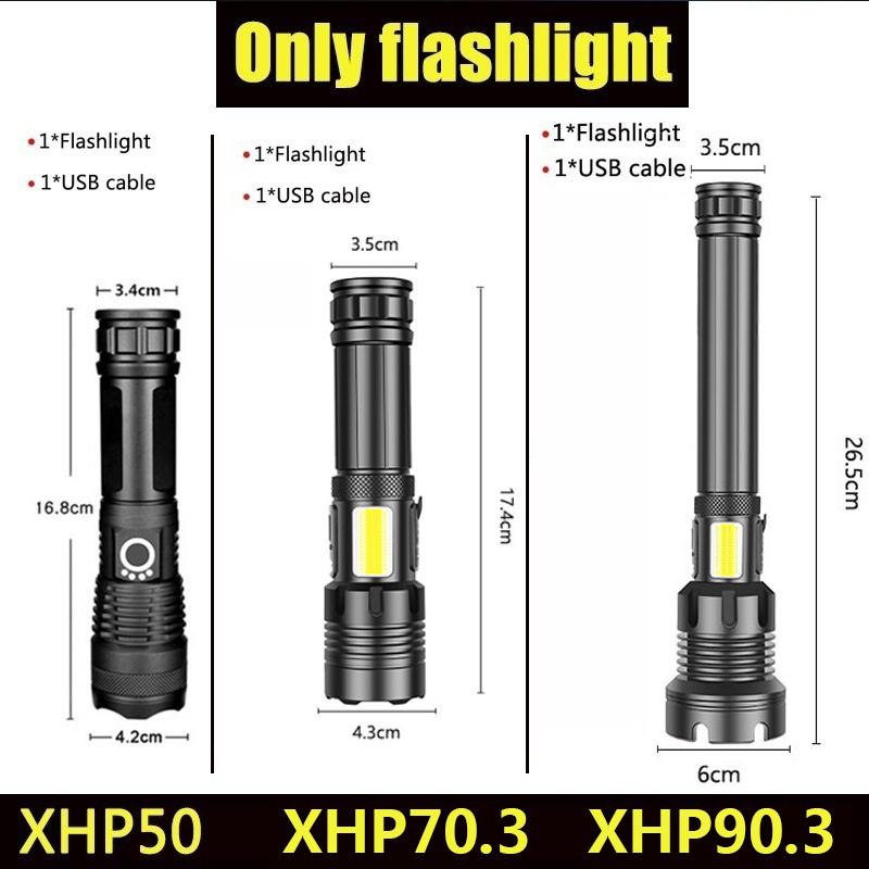 Мощный светодиодный фонарик XHP90.3/XHP70.3 26650 USB-фонарь, охотничья лампа, ручной фонарь, перезаряжаемый через USB