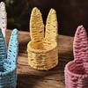 Мини-корзинка для хранения с ушками кролика на Пасху - Разноцветный ручной плетеный настольный органайзер