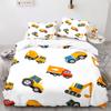 Cartoon Engineering Vehicle Childrens Duvet Cover Set Tractor Truck Quilt Cover Modern Bed Set For Kid Boy Polyester Bedding Set