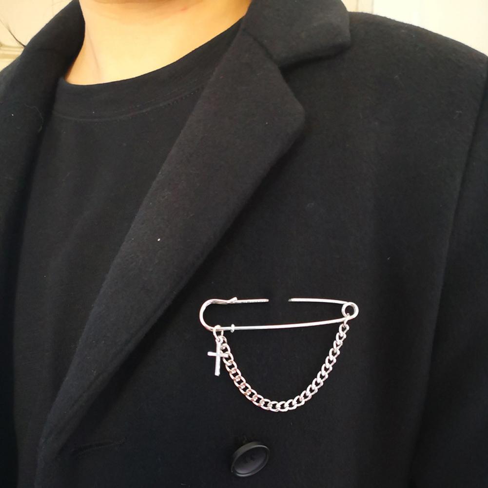 Brooch Cross Pin Chain Clip Fashion Hip-hop Suit Breastpin Jewelry Accessory