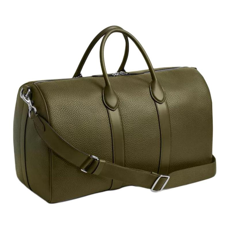 Coach Compass 45 Серебряная металлическая фурнитура Сумка для боулинга Сумка через плечо Кожаная Сумка-кроссбоди Большая Мужская Оливково-зеленая