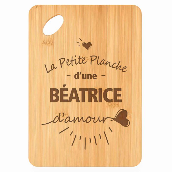 Planche à découper - PLANETEE - Béatrice d'Amour - Bambou - 30x20x1 cm - Gravée, bords arrondis