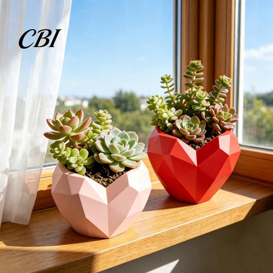 Lively Plant Holder Geometric Heart Shape Flowerpot, Decorative Flower Pot for Indoor Creative Design Outdoor, Love Planter Home Garden Balcony
