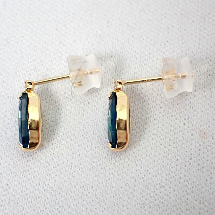 [New] K18 London Blue Topaz Diamond Marquise Earrings [i6-2]