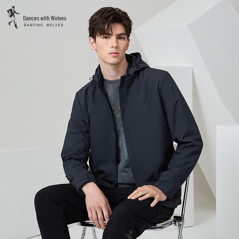 Dancing with Wolves Men's Detachable Hood Commuter Jacket