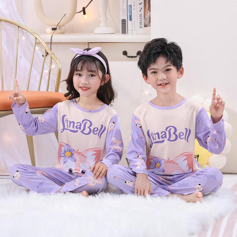 Children Cotton Pajama Set Girls Long Sleeve Sleepwear Home Clothes Cute Print
