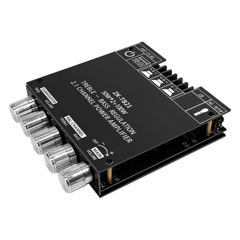 ZK-TB21 2.1-канальный модуль платы аудиоусилителя с Bluetooth 5.0 50 Вт x 2 + 100 Вт Усилитель