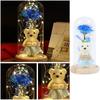 Очарованная красота Роза и Медведь со светодиодной подсветкой в ​​стеклянном куполе на деревянной основе Ночник для вечеринки День матери День рождения Подарок на День святого Валентина