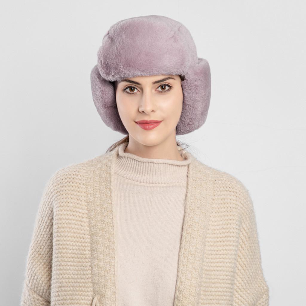 Женская зимняя плюшевая искусственная толстая шапка, защита для ушей, теплая плюшевая шапка