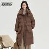 XueZhongFei Women's Long Hooded Down Jacket