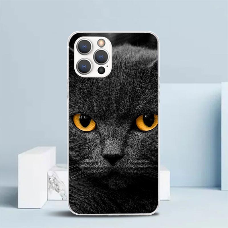 Чехол для телефона с изображением британской короткошерстной кошки для iPhone 16 17 Air 16E 15 14 Plus 13 Mini 12 11 Pro Max 7 8 + SE 2020 Мягкая задняя крышка из ТПУ 16