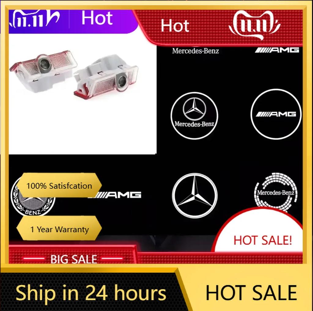 C200 E200 New 2025 For Mercedes Benz Mercedes Benz LED Car Door Light Logo HD Laser Decor Project Ghost Lamp For W176 W205 W166