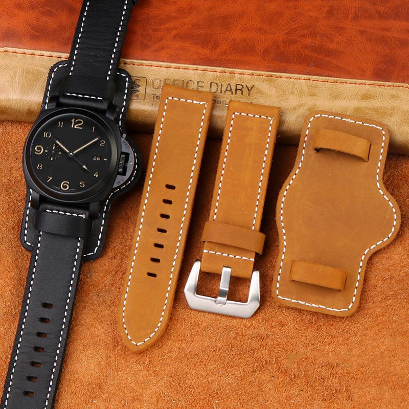 Классический ремешок для часов Panerai из натуральной кожи для мужчин PAM111/441/312 Series Crazy Horse Belt с игольчатой пряжкой 22MM 24MM 26MM