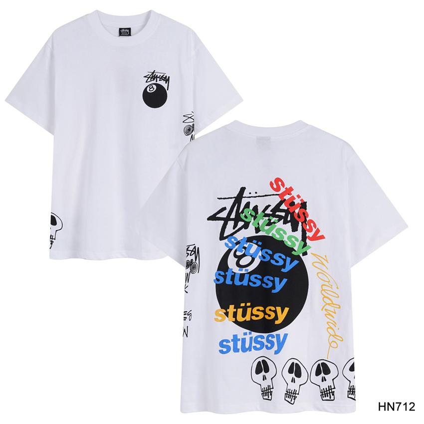 Stussy Летняя новая футболка из высококачественного хлопка с круглым вырезом для мужчин и женщин 2025 года, классический логотип с новым рисунком, парная футболка