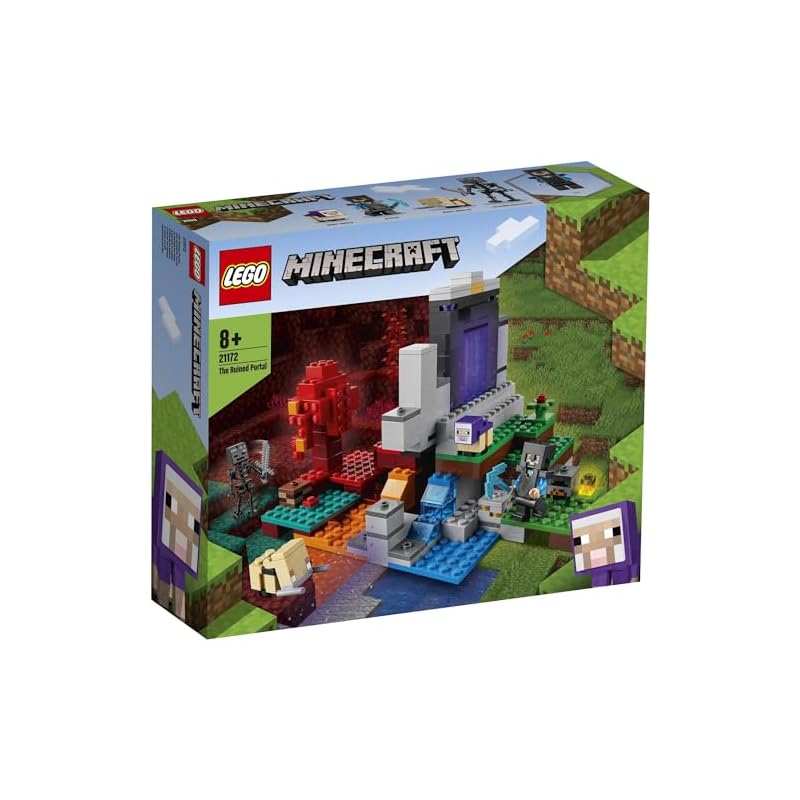 LEGO Minecraft Разрушенный портал Подарок 21172 Игрушечные блоки Рождественский подарок Подарок на день рождения Видеоигра Мальчики Девочки Возраст 8 лет и старше
