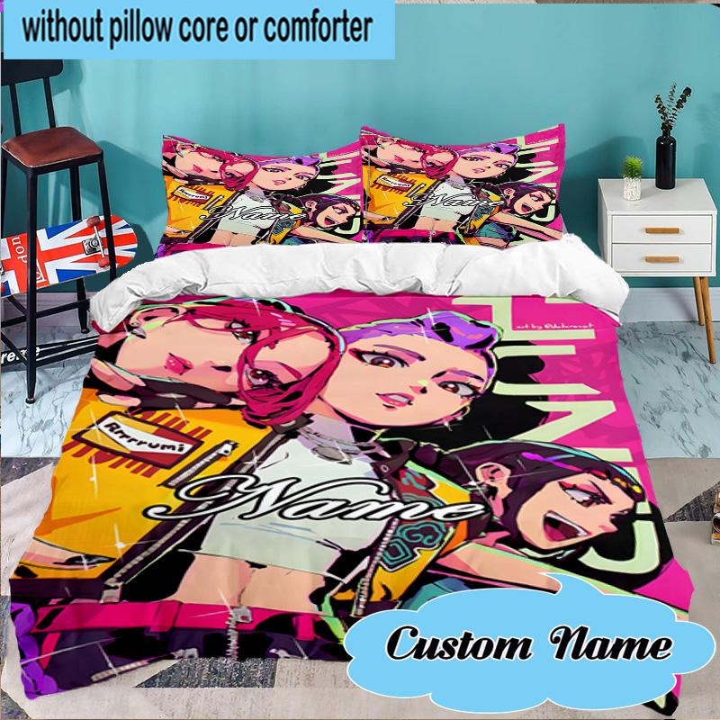 Custom Name 3PCS Fantasy Night Trio K-Pop Bedding Set Including 1pc Duvet Cover And 2pcs Pillowcases for Bedroom, Dormitory Gift Home Decor