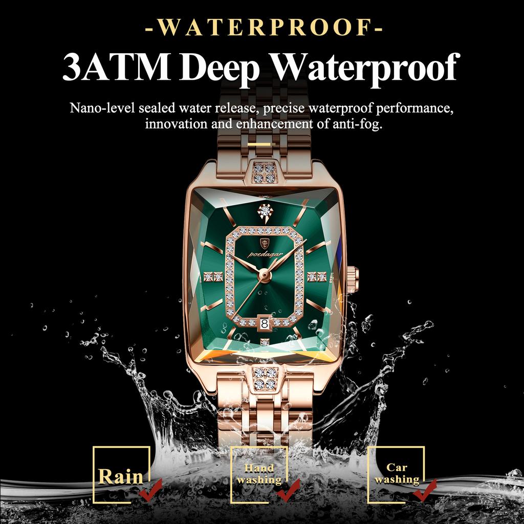 Роскошные женские часы Водонепроницаемые Календарь Высокое качество Женские часы Нержавеющая сталь Кварцевые Женские часы Элегантные