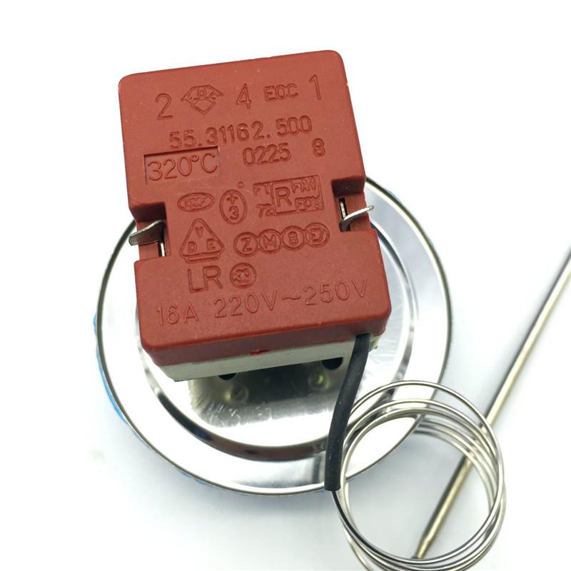 Поворотный регулятор температуры AC220V 16A Термостат с циферблатом Переключатель управления температурой Для электрической духовки 50-300 градусов Цельсия