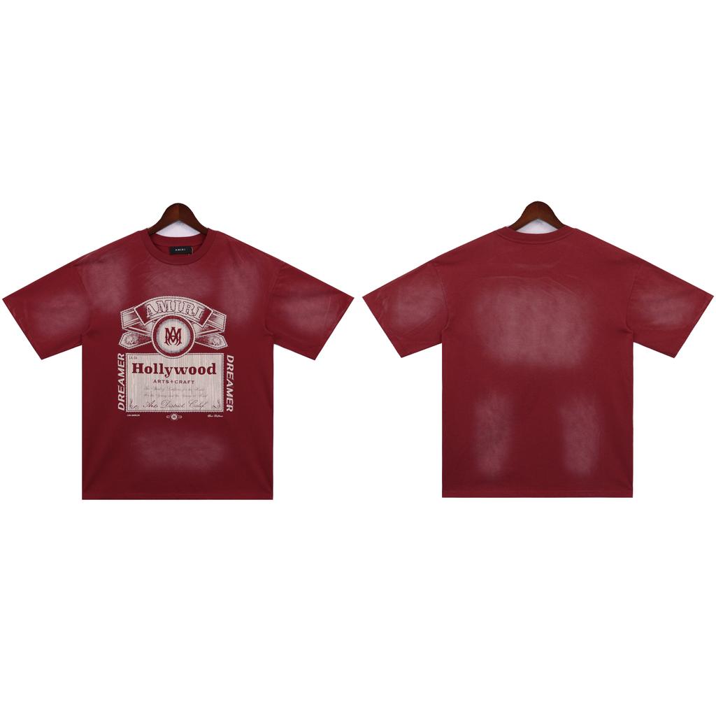 2252 Amiri 2025 Summer New Men's and Women's Loose Laundry Vintage Large T-shirt Couple T-shirt