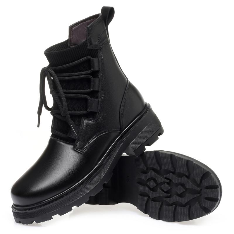 Модная женская зимняя обувь AIYUQI большого размера 2025, новая, из натуральной кожи, женские мотоциклетные ботинки, шерстяные, теплые, в стиле ретро, нескользящие, женские ботильоны