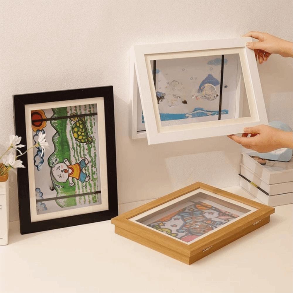 Front Opening Magnetic Flip Photo Frame Elastic Straps Work Display Frame Children's Artwork