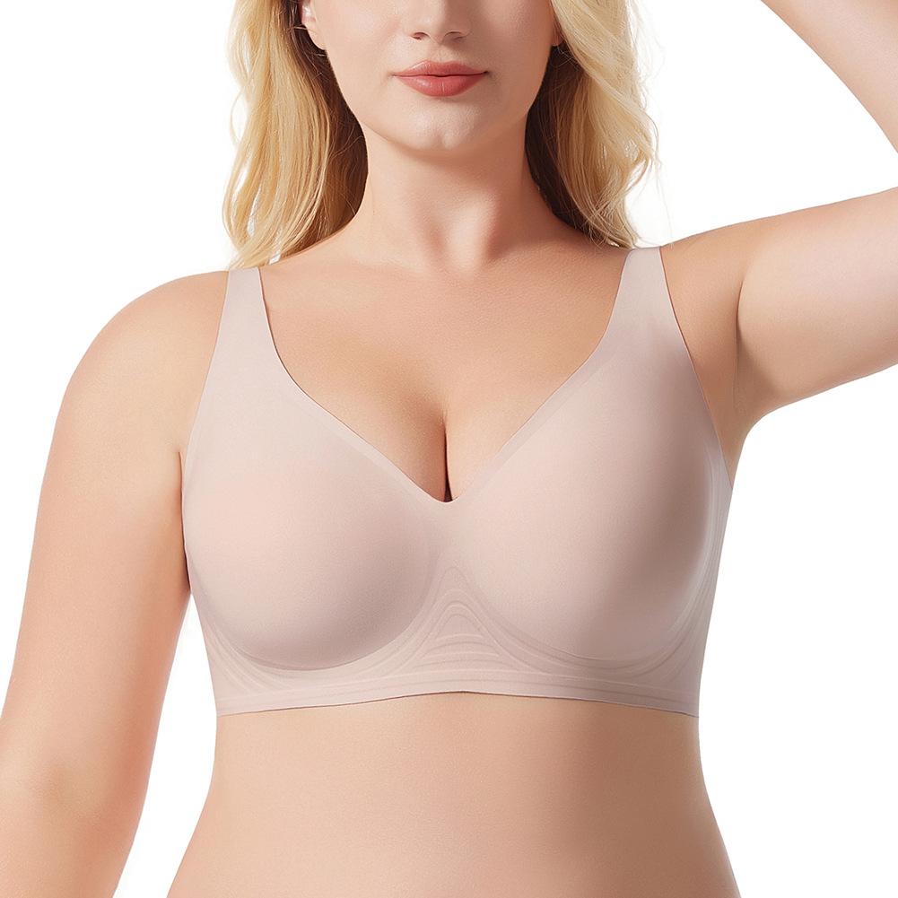 Ladies' Seamless Underwear: Push-Up, Wire-Free, Fixed Cups, Lightweight Bra Plus Size Women's Comfortable and Breathable
