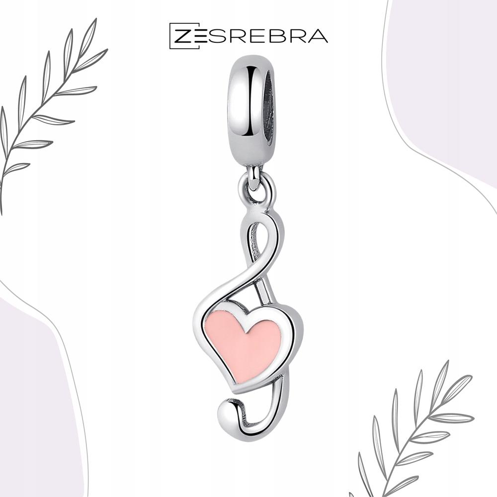 Treble Clef Charms With Heart Pr 925 Hanging Beads Pendant Musician