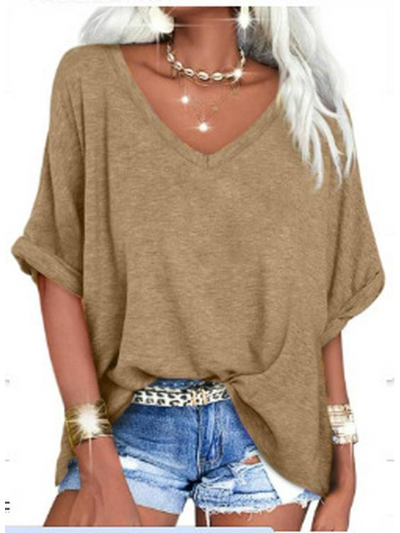 2024 Европейская и американская женская повседневная футболка большого размера с коротким рукавом свободного кроя