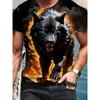 Men 3D Pattern Fire Wolf Graphic Print T-Shirt Summer Oversized Causal T-Shiet Men's Fashion Fitness Short Sleeve Clothing Tops