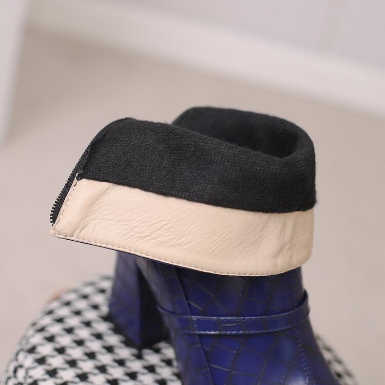 Большие размеры 49 50 женские ботинки из искусственной кожи крокодила с двойной пряжкой-молнией цвета красного вина, ярко-желтого, темно-синего цвета, на высоком каблуке