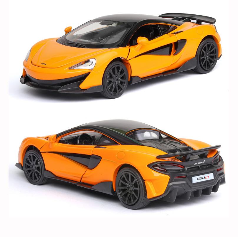 1:32-масштабная металлическая модель автомобиля McLaren 600LT, машинки с откатным механизмом со звуком и светодиодами, литые игрушечные машинки, подарок на день рождения для мальчиков и девочек