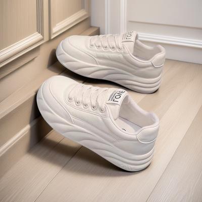 Кремовые туфли на платформе белые женские кожаный верх осенние нишевые домашние туфли кеды низкие студенческие домашние туфли папины туфли
