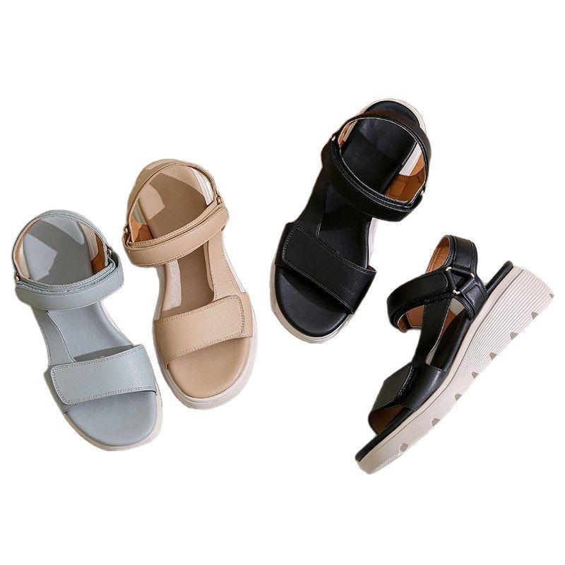 Foreign trade large size platform sandals women's 2025 summer new light and comfortable casual Velcro beach women's shoes