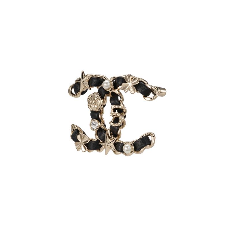 Chanel Металлическая брошь Double C золотой/черный #стиль для пары