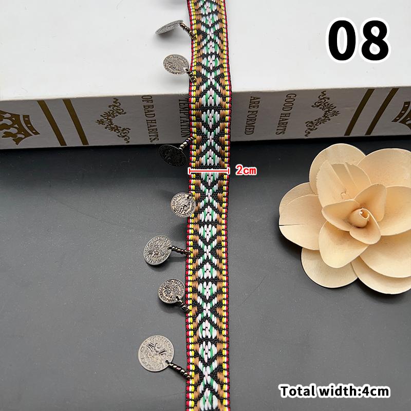 Тканая жаккардовая лента кружево кисточки бахрома геометрический рисунок для бретелей одежды аксессуар тканевые принадлежности DIY шитье 1 ярд