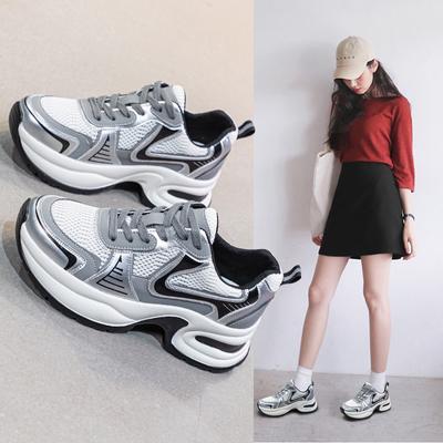 Женская обувь больших размеров, кожаные туфли Daddy Shoes, повседневная обувь на весну и осень с сетчатой поверхностью